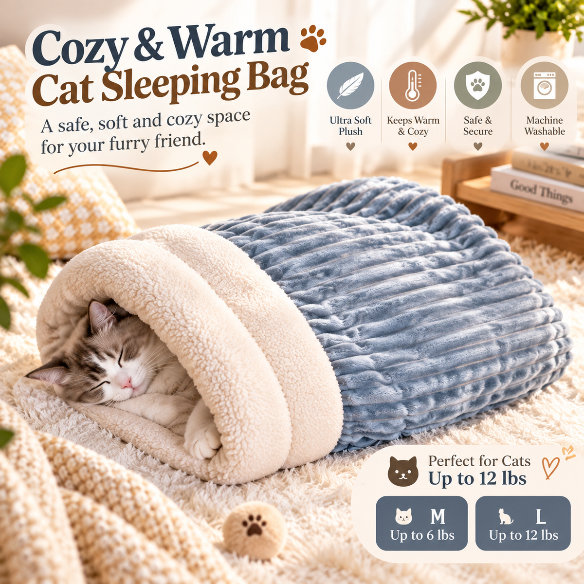 Wrap Nest™ Velvet Cat Sleeping Bag